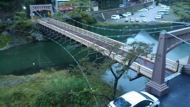 吊り橋の横のハリは揺れ防止だそうです