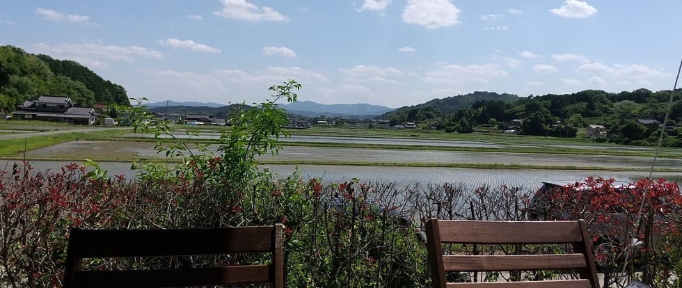 テラスでコーヒー